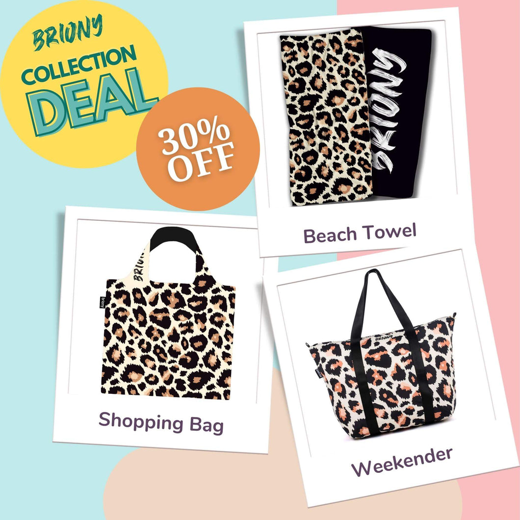 Csomagajánlat- Brown Leopard Skin (Shopping bag, Weekender, Strandlepedő)